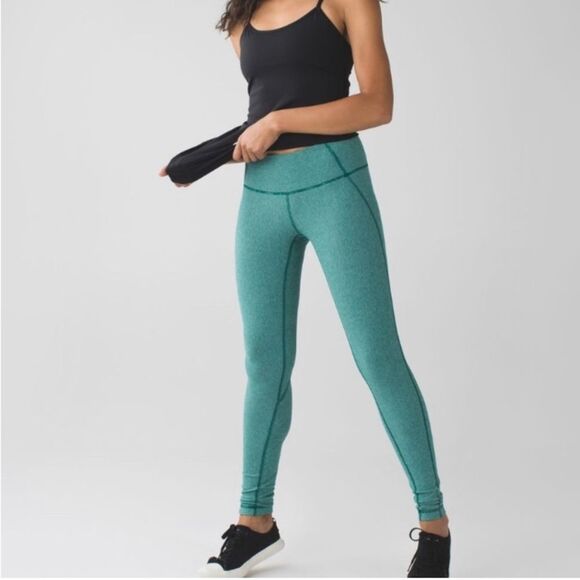 Lululemon Wunder Under Pant Wee Stripe Heathered Menthol Forage Teal Size 4 - Picture 1 of 7